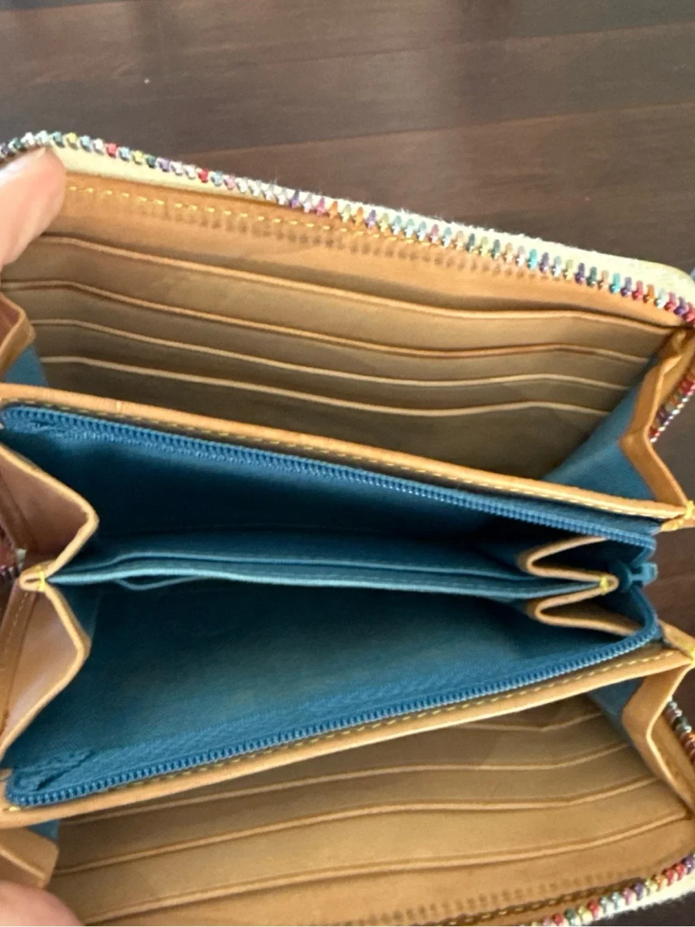 Dooney & Bourke Multicolor Logo Zip Wallet - Beige